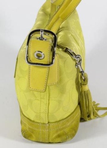 Coach Neon Lime Green Signature Canvas Shoulder Handbag Purse Bag 9363 | eBay
