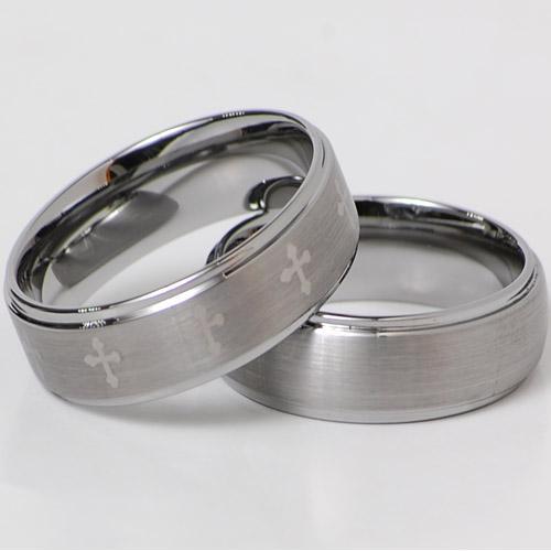 Details about Kingwill 8MM Tungsten Carbide Mens Ring Silver Cross ...