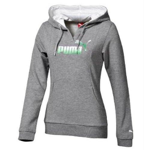New Women's Puma Pull Over Terry Fleece Hoodie Sweatshirt - Athletic Grey - Picture 1 of 1