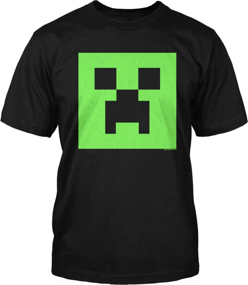 Minecraft Creeper Glow's Face Officially Licensed Mens Adult T-Shirt Tee S-3XL - Afbeelding 1 van 1