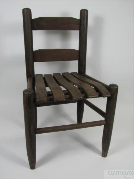 Details about Vintage Original Child's Dark Wood Ladder Back Curved 