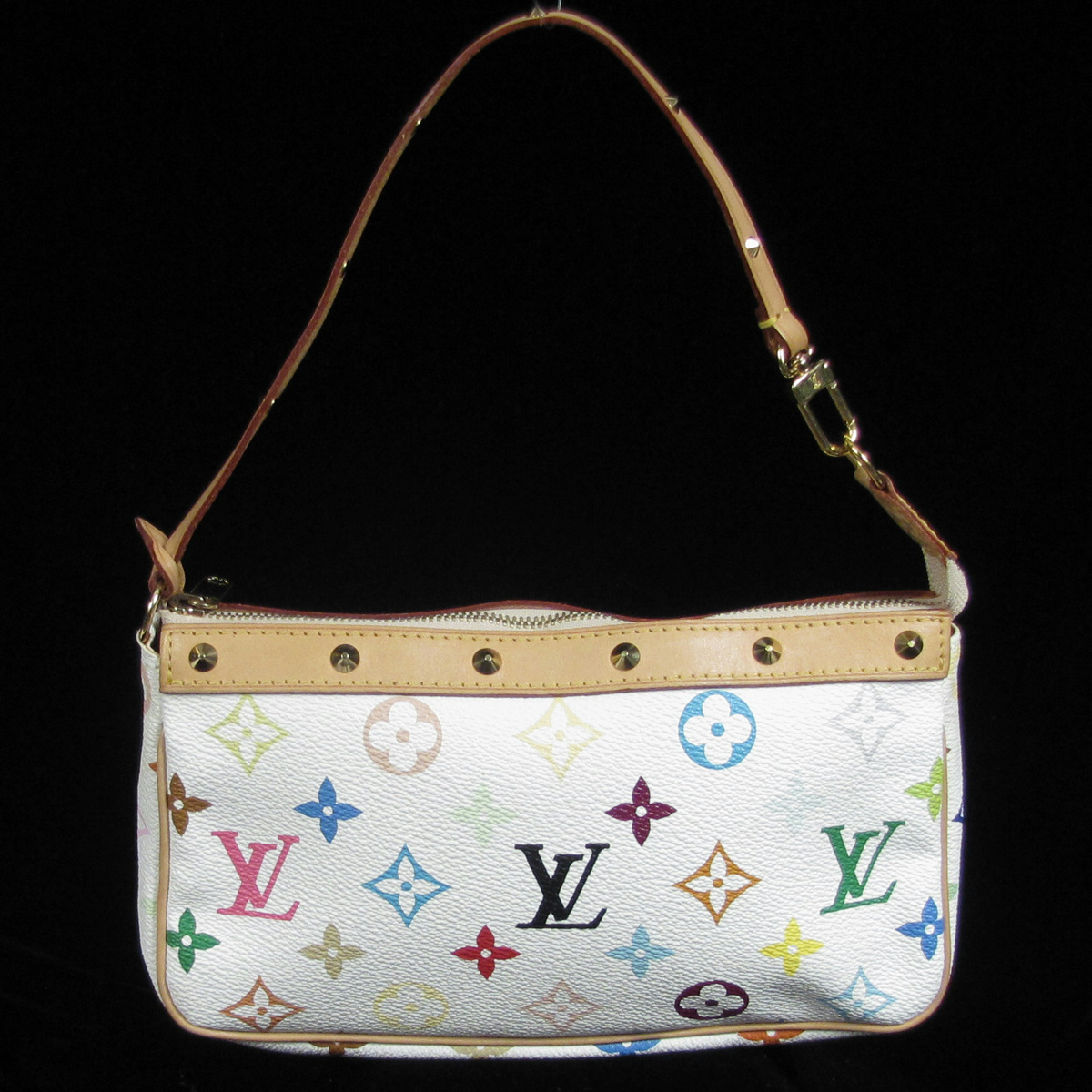 Louis Vuitton Murakami Studded White Monogram Pochette Evening Clutch Bag purse | eBay