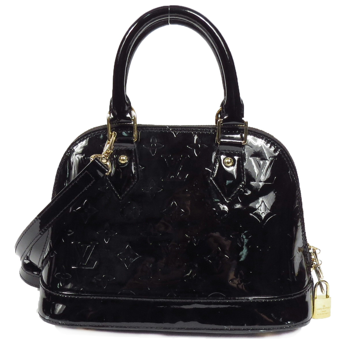 Louis Vuitton Alma BB Vernis Black Patent Leather Monogram Bag Satchel Purse | eBay