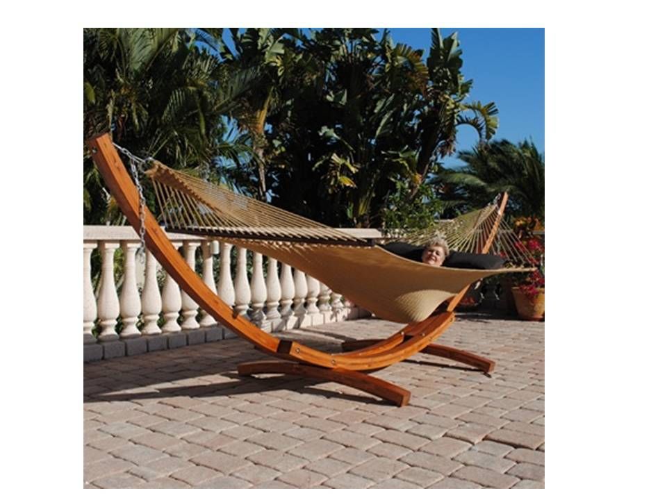 Details about Cypress Wood Arc Hammock Stand (STAINED)