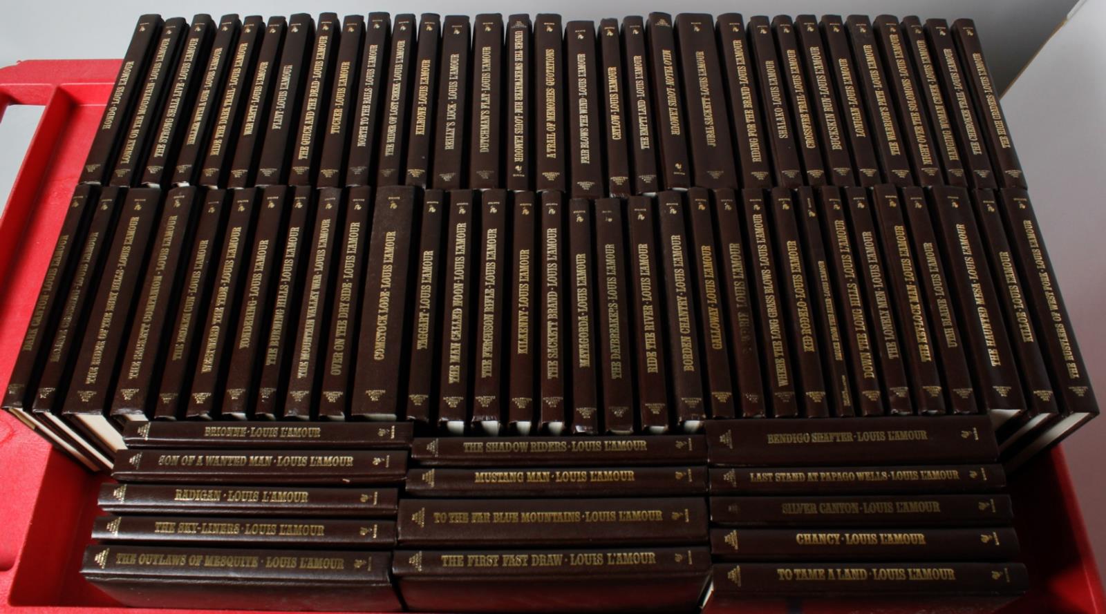 77 Louis L&#39;Amour Leatherette Bantam Books Western Collection Book Lot Set | eBay