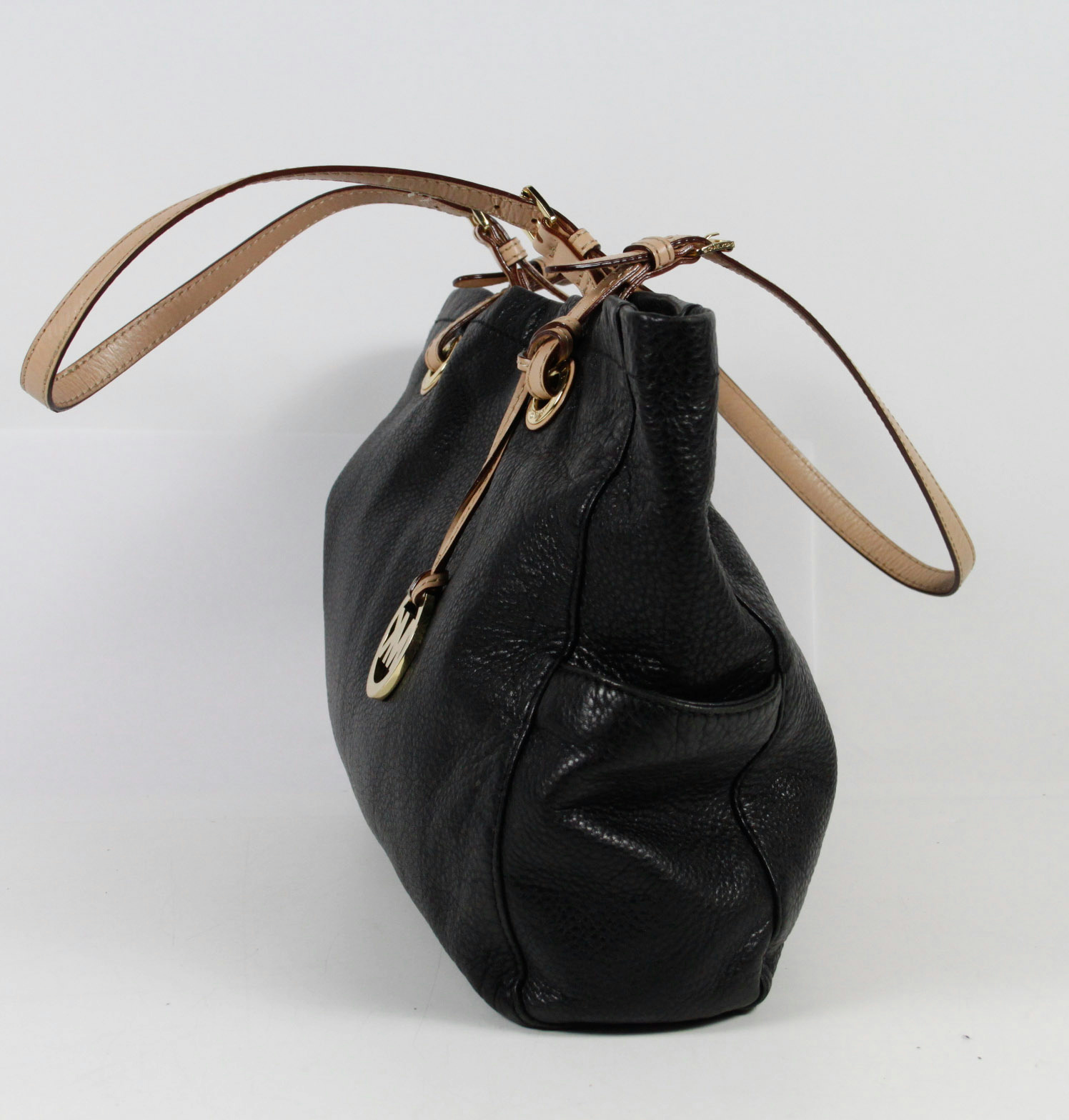 Michael Kors Black Textured Magnetic Closure Side Pocket Shoulder Bag Handbag | eBay