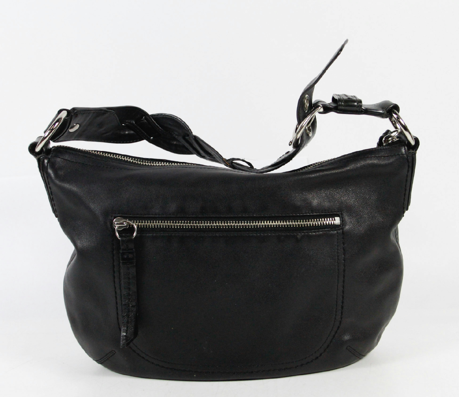 Coach Black Cowhide Leather Zipper Shoulder Bag Handbag F13107
