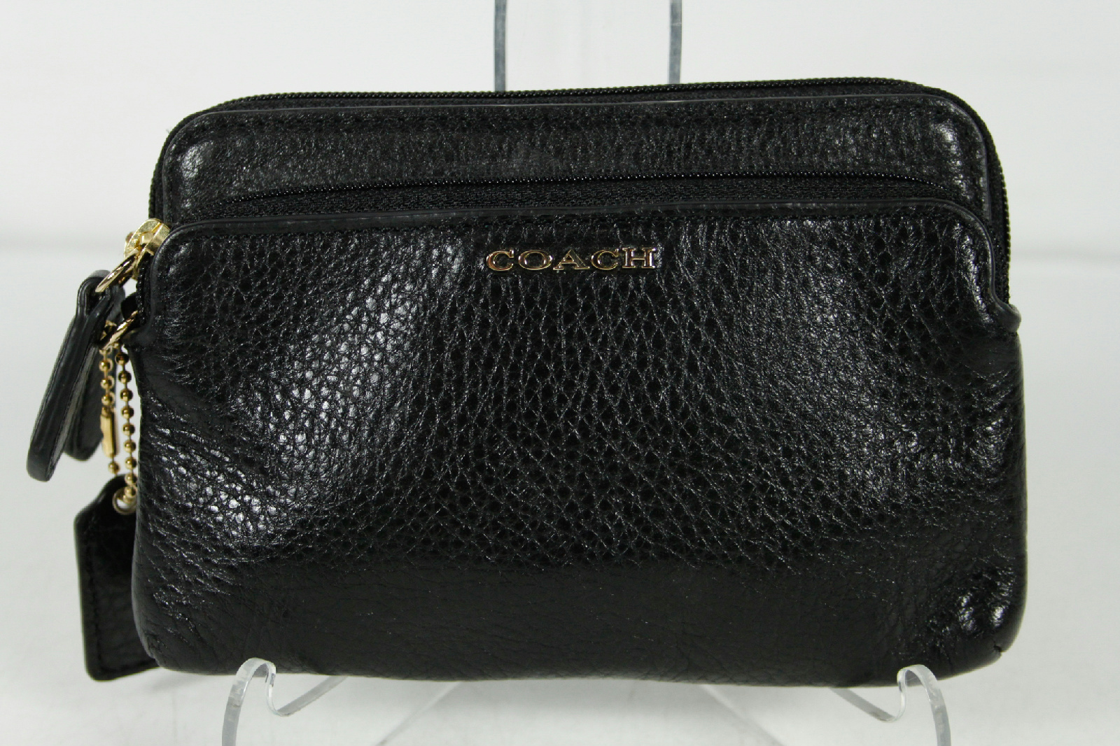 Coach Small Solid Black Pebbled Wallet Clutch | eBay