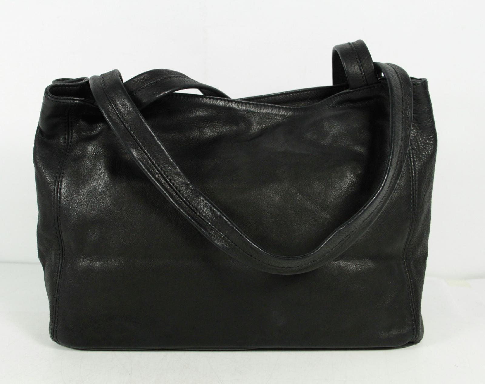 Black Soft Leather Three Compartments Shoulder Bag | eBay