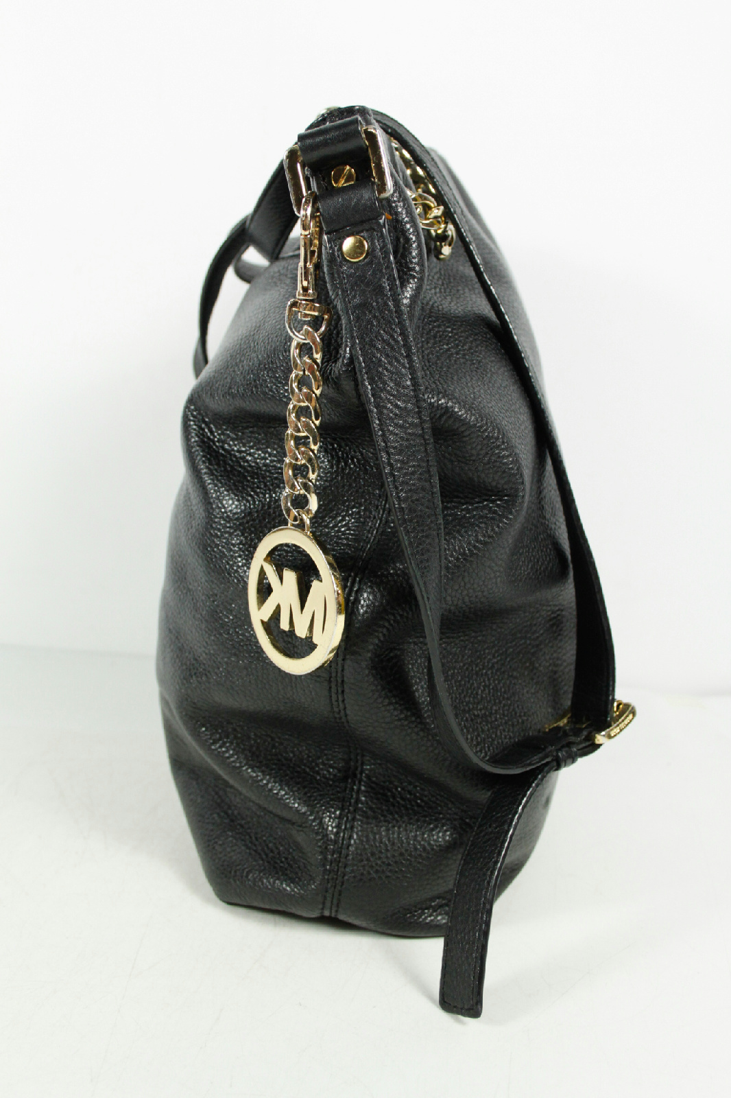 Michael Michale Kors Black Soft Pebbled Leather Metal Chain Handle Shoulder Bag | eBay