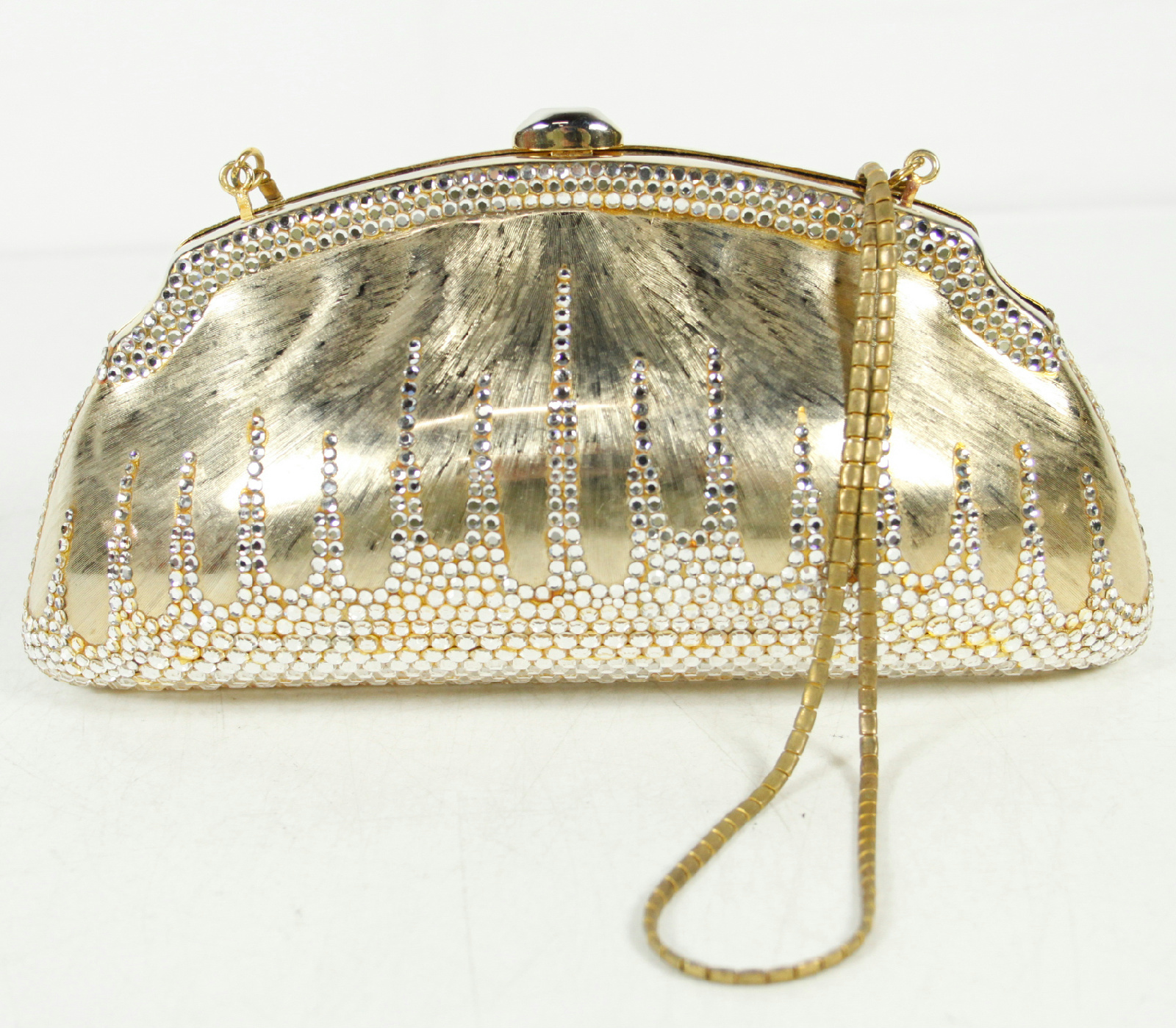 Women&#39;s Metallic Gold Glitter Rhinestone Clutch Evening Bag | eBay