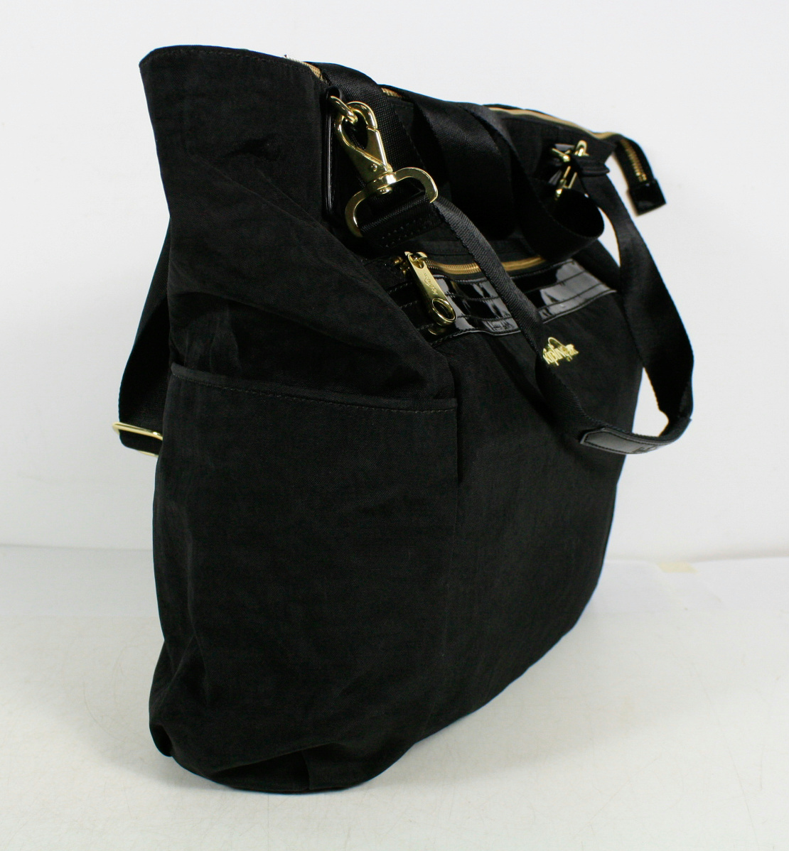 Kipling Black Zipper Large Tote Bag