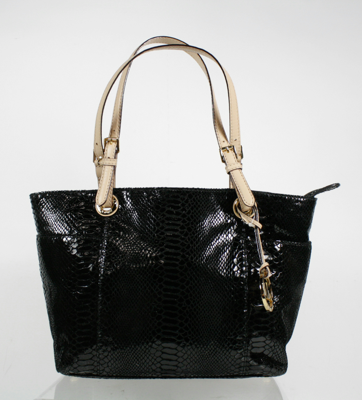 Michael Michael Kors Black Croc Embossed Patent Leather Shoulder Bag | eBay