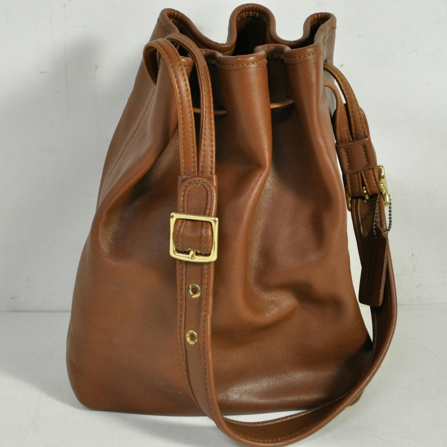 Coach Brown Leather Adjustable Strap Drawstring Bag | eBay