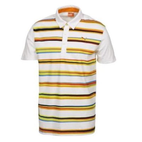   Lightweight Striped Golf Polo   White / Orange 0r White / Blue  