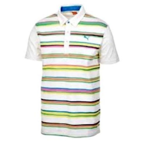   Lightweight Striped Golf Polo   White / Orange 0r White / Blue  