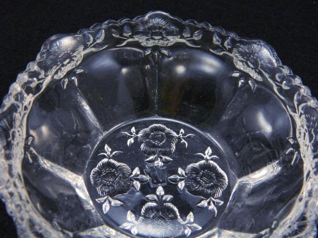 RARE & Early 1910 WESTMORELAND Floral COLONIAL Glass BERRY Fruit BOWL 